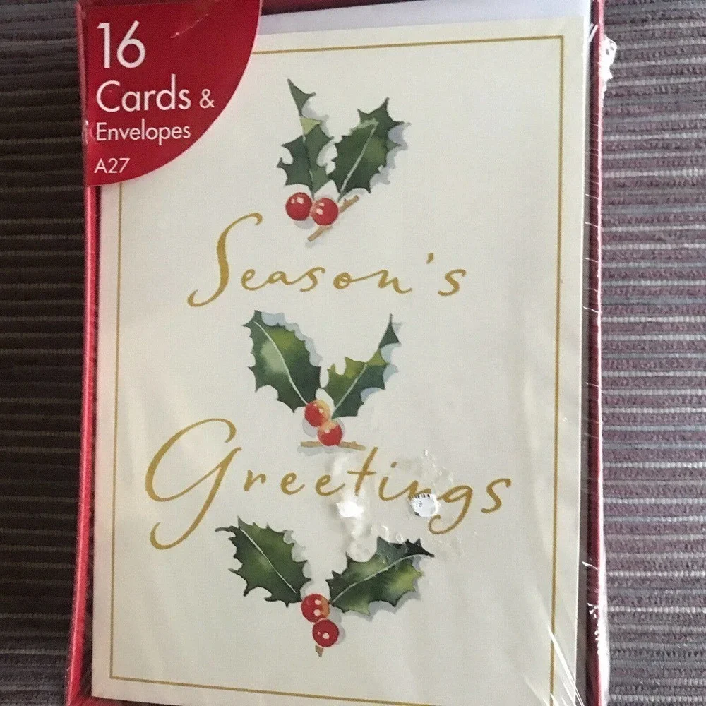Box Christmas Cards 16 Cards/Envelopes Generic Message New In Box
